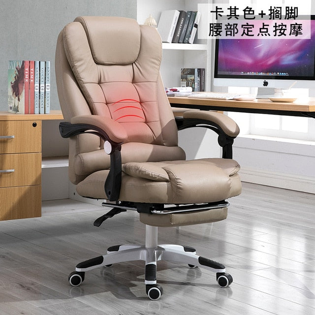 EU Household Work Office Lie Boss gaming Massage Footrest Lift Swivel Main Genuine Art computer game ergonomic leather Chair RU
