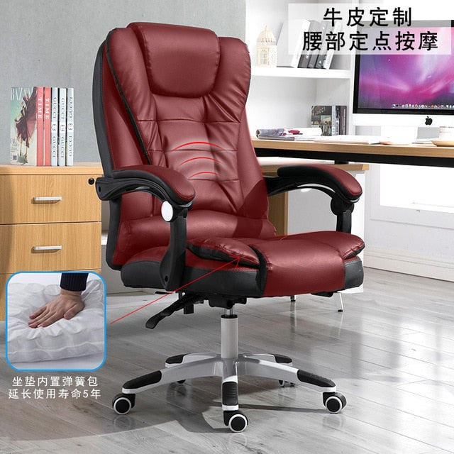 EU Household Work Office Lie Boss gaming Massage Footrest Lift Swivel Main Genuine Art computer game ergonomic leather Chair RU
