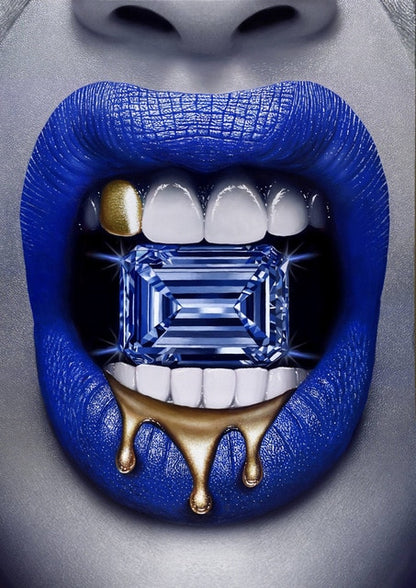 Sexy Red Lips Bite Money and Earth Wall Art Broker Decor