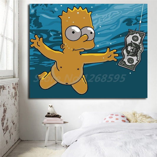 Money Nirvana Parody Bart Simpsoning Wallpaper Art Canvas