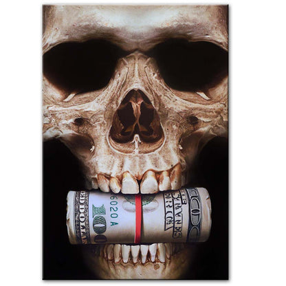 Abstract wall Art Canvas Prints Skull With Money Wall Art Broker Decor