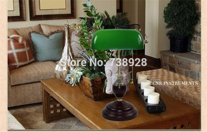 Retro Literary Table Light Emerald Green Glass Bank Office Desk Lamps