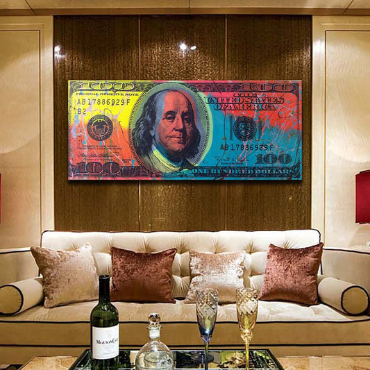 Graffiti Art 100 Bill Cash American Currency Money Benjamin Franklin Broker Decor for Office