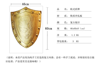 European office wall decoration hanging retro iron shield decorations