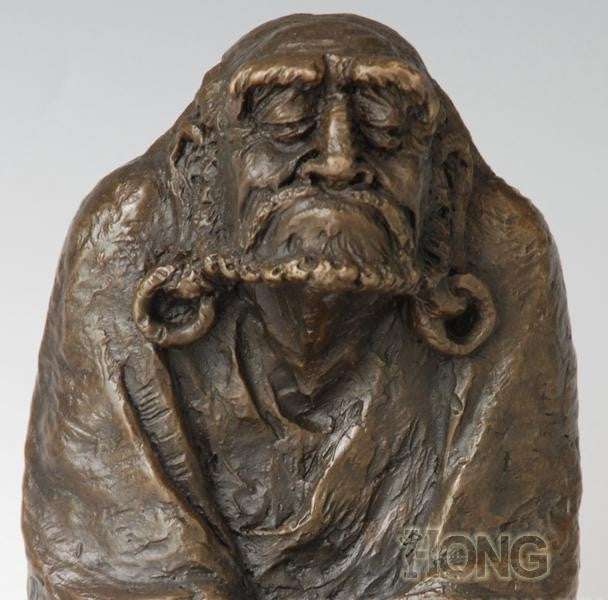 ATLIE BRONZES  Sculpture Tamo Monk  Bodhidharma figurine home office Decor Bronze Indian monk statue
