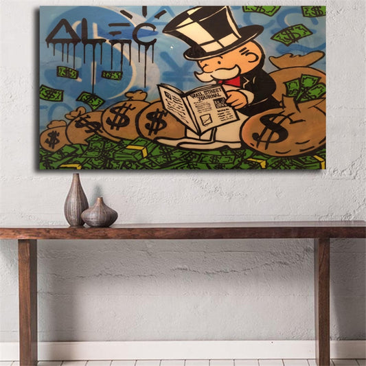 Sitting On The Money Graffiti Canvas Painting Print Bedroom Home Decor Modern Wall Art Oil Painting Poster Artwork