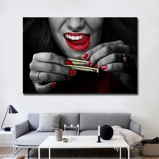 Sexy girl with Money Wall Art