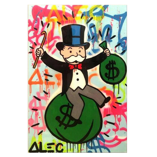 Handmade art Money Alec Graffiti art Custom painting Broker Decor