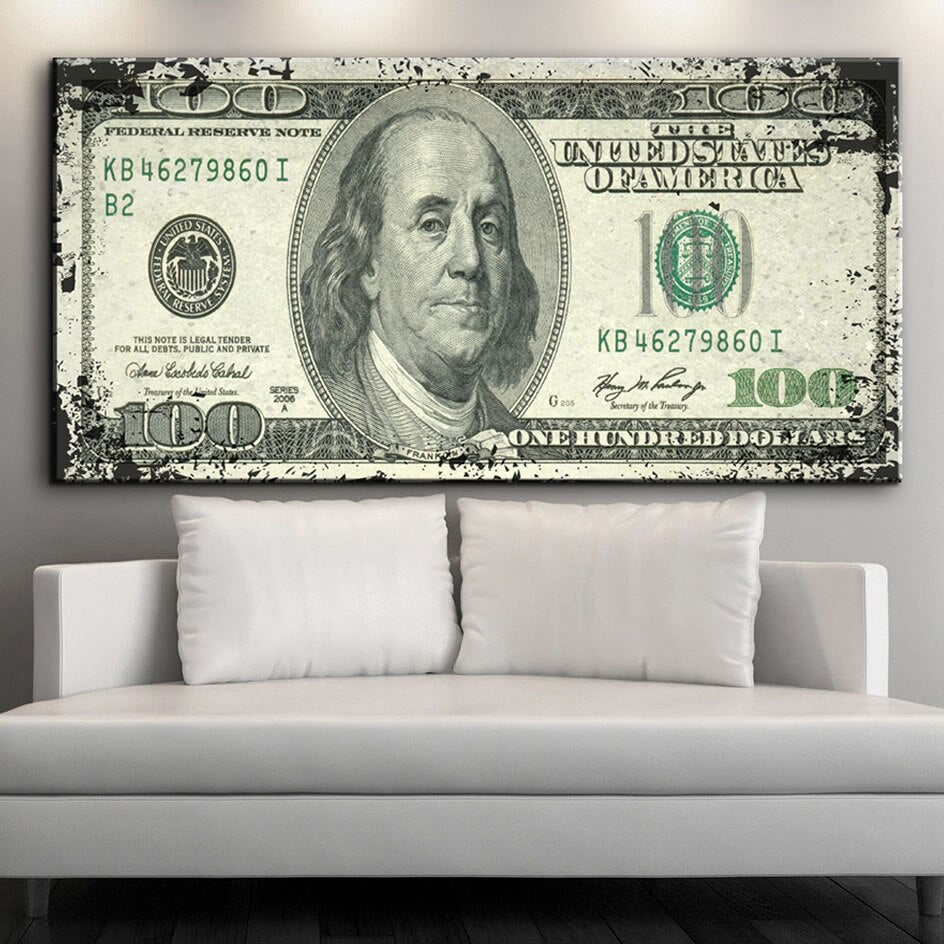 Hundred Dollars Painting Broker Decoration Money Wall Art