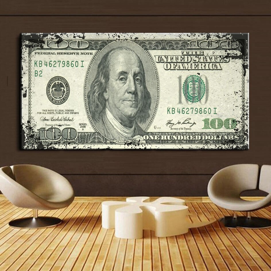 Hundred Dollars Painting Broker Decoration Money Wall Art