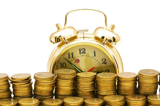 Time Money Coins Clock Poster Print Home Office Broker Decor