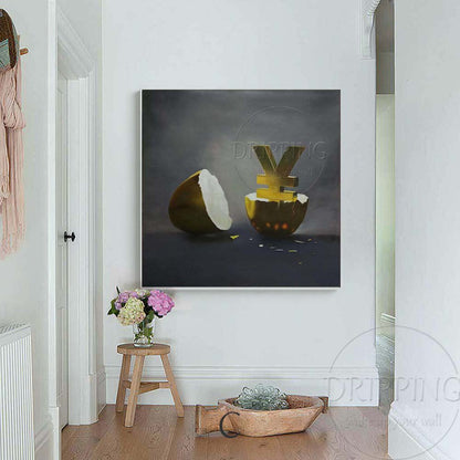 Special Design Hand-painted High Quality Burning Money Oil Painting on Canvas Modern Dollar Born in Egg Oil Painting for Decor