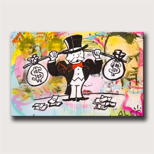 Monopolys Money Weightlifter Wall Art Canvas Painting Decorative art for Office Living Room Home Broker Decor