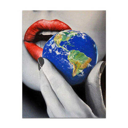 Woman Sexy Red Lips Money Posters Print on Canvas Wall Art Picture for Living Room Office Home Decor No Frame