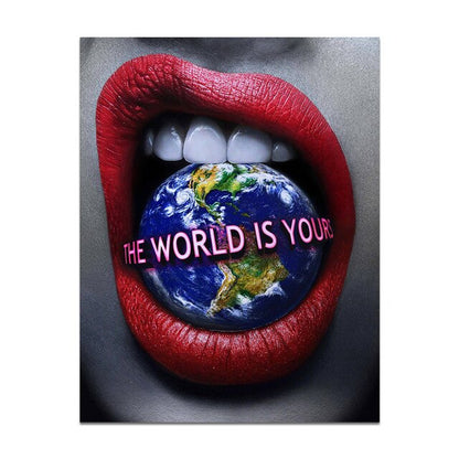 Woman Sexy Red Lips Money Posters Print on Canvas Wall Art Picture for Living Room Office Home Decor No Frame