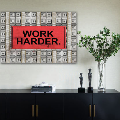 Work Harder Money Oil Painting Canvas Wall art Pictures for living room office Broker Decor