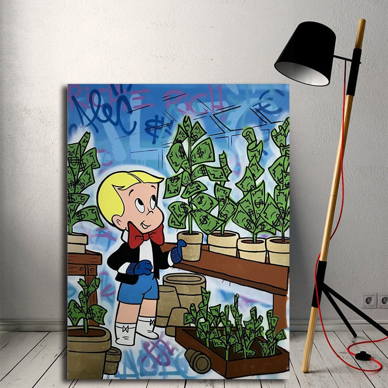 Art Wallpaper Photo Frame Painting Rich Money Tree Graffiti Art Richie Alec Monopoly Only Poster Bedroom Pictures Home Decor