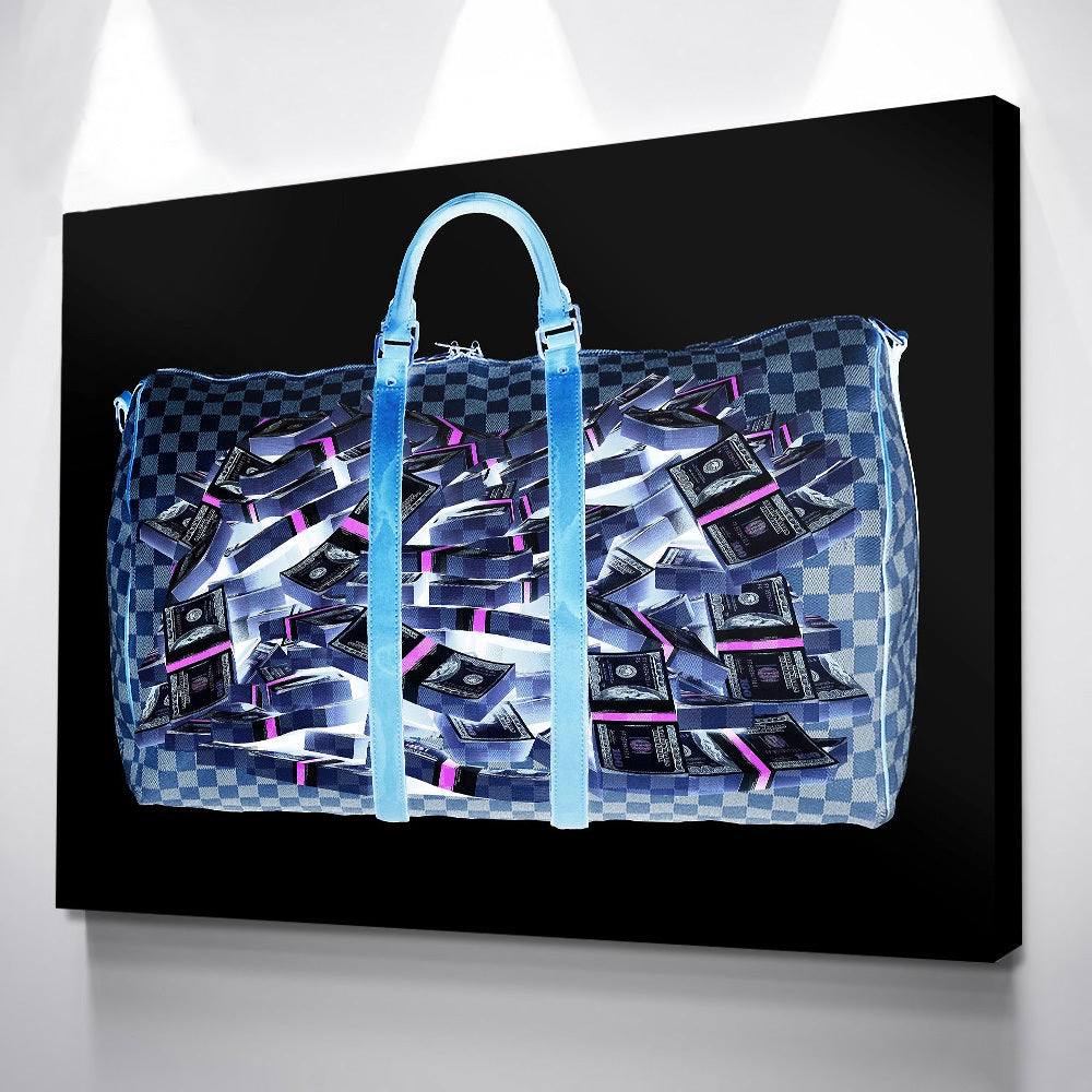 Broker Decor Blue Bag Of Money Wall Art