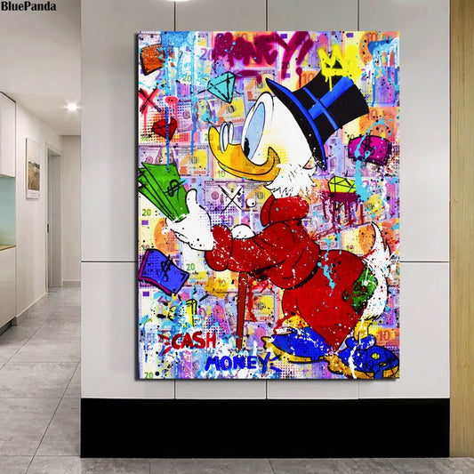 Scrooge McDuck Picsou Money Poster Cartoon Painting On Canvas Broker Decor