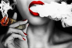 Women with Fire Money Canvas Painting Posters and Prints Wall Art Broker Decor