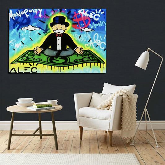 Monopoly guy Sitting On The Money Broker Decoration Wall Art