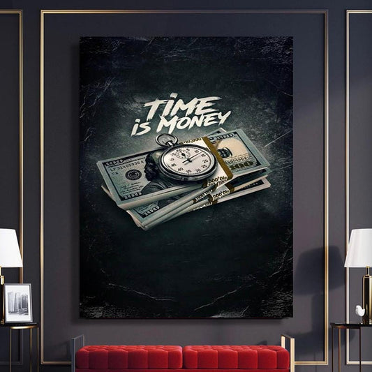 Vintage Painting Time Is Money Wall Art Broker Decoration