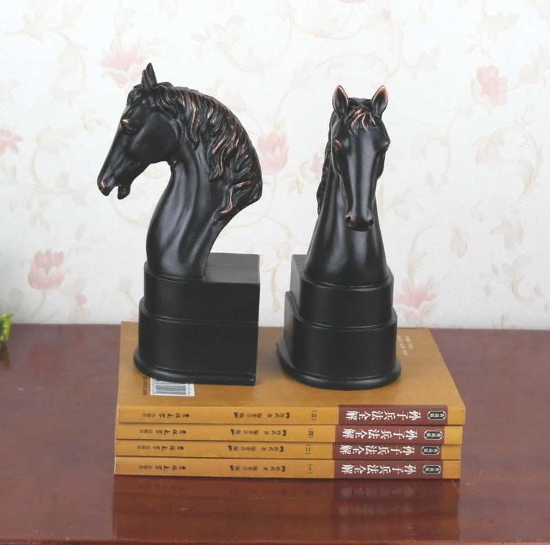 Elegant European Study of High-Grade Office Decorations Resin Crafts Horse Desktop Bookends