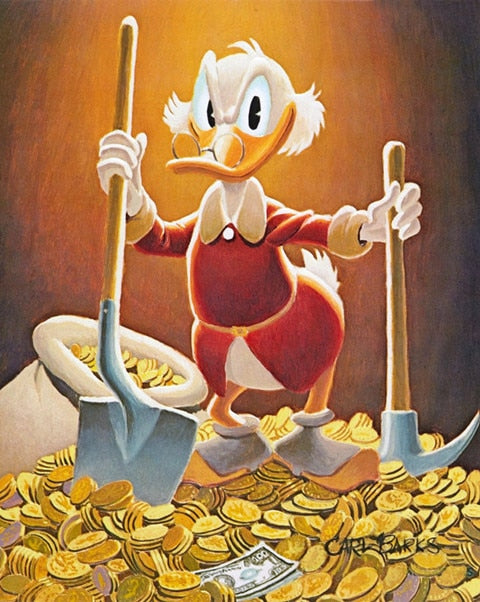 Mc duck shovel gold money landscape canvas prints oil painting