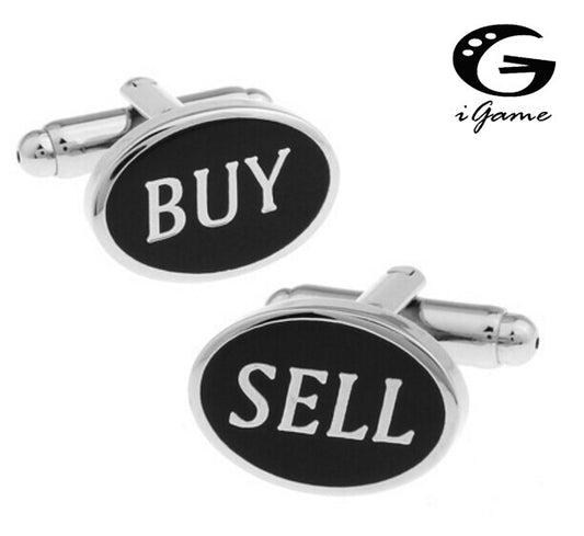 Broker Fashion Cuff Links Black Color Buy&Sell Stock Market