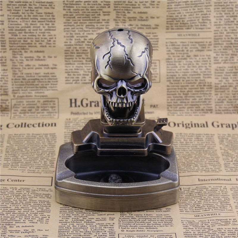 Skull desktop ASHTRAY WITH LIGHTER office decorations