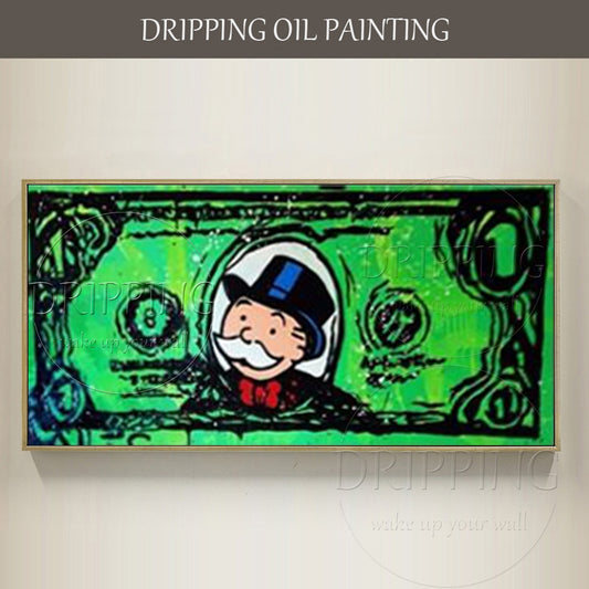 Hand-painted Wall Art Graffiti Dollar Oil Painting on Canvas