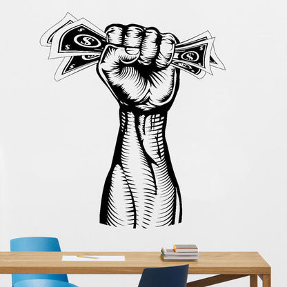 Hand With Money Wall Decals Dollars Inspirational Business Office Motivation Vinyl Sticker broker decor