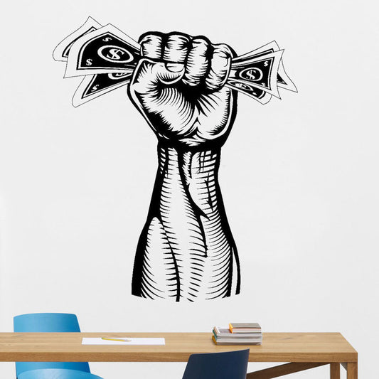Hand With Money Wall Decals Dollars Inspirational Business Office Motivation Vinyl Sticker broker decor