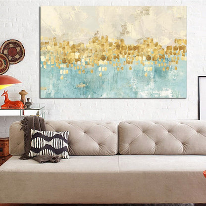 Abstract Gold Money Sea Wave Oil Painting on Canvas Broker Decor