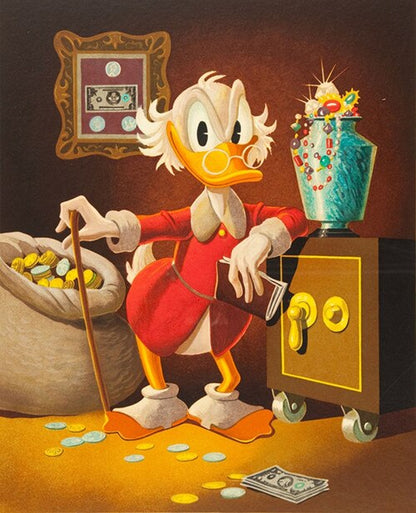 modern cartoon Mr McDuck gold money scenery canvas oil painting print