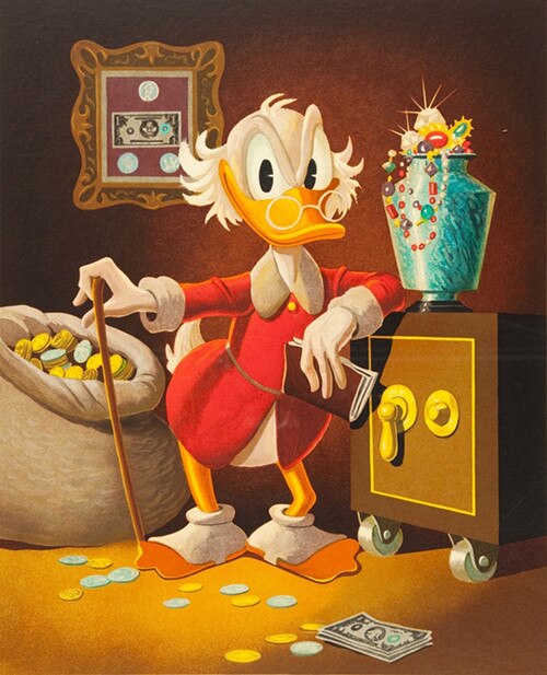 modern cartoon Mr McDuck gold money scenery canvas oil painting print