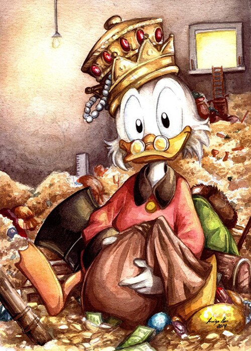 imperial crown Mcduck money globe scenery canvas prints oil painting printed on canvas kids room decoration picture