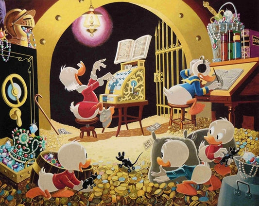 modern cartoon Mr duck gold money Jewelry scenery canvas prints