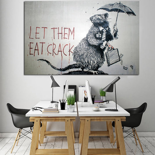 Pop Art Graffiti Mouse Stealing Money  LET THEM EAT CRACK Canvas Painting