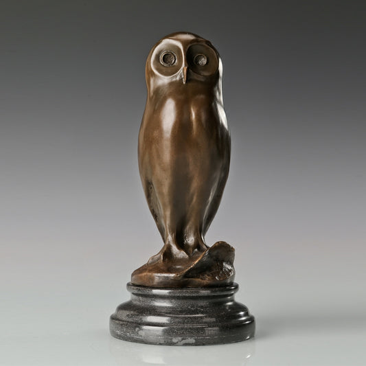 Bronze Figurine Statues Owl  Night Owls Sculpture  Home Office Decor