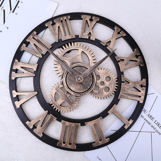 European Style Vintage Round Wooden Wall Clock Home Office Cafe Hang Decor Office Hot sale  Clocks