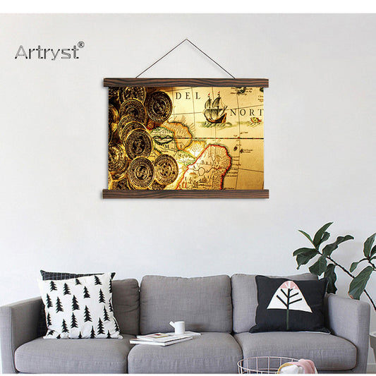 scroll paintings pirates money gold map