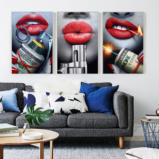 The Red Lips Gun Money Broker Decor