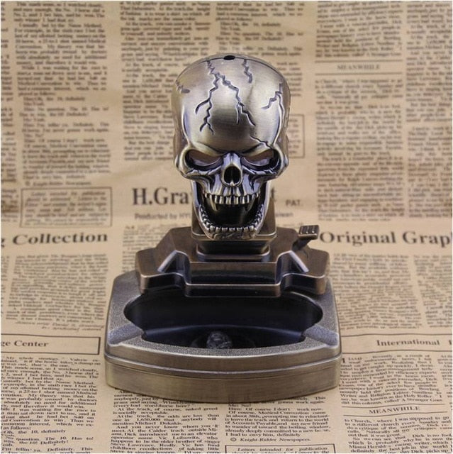 Skull desktop ASHTRAY WITH LIGHTER office decorations