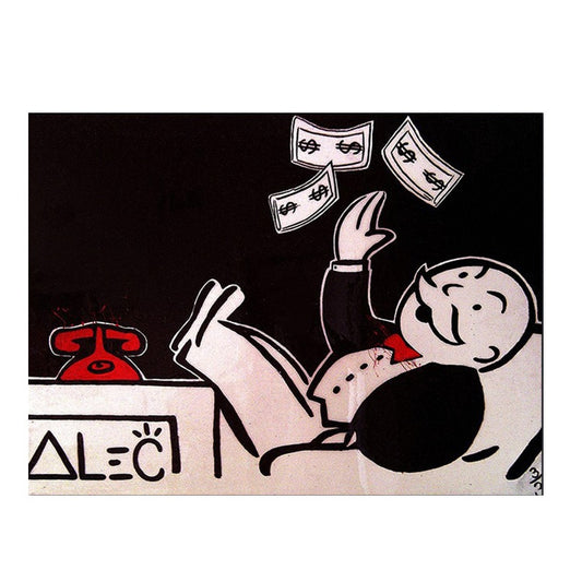 Handmade alec canvas pop art Alec Graffiti art Custom painting money on canvas wall urban pictures Broker Decor