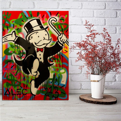 Scrooge Monopolyingly Money Cartoon Canvas Painting Print