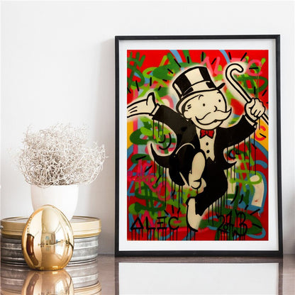 Scrooge Monopolyingly Money Cartoon Canvas Painting Print