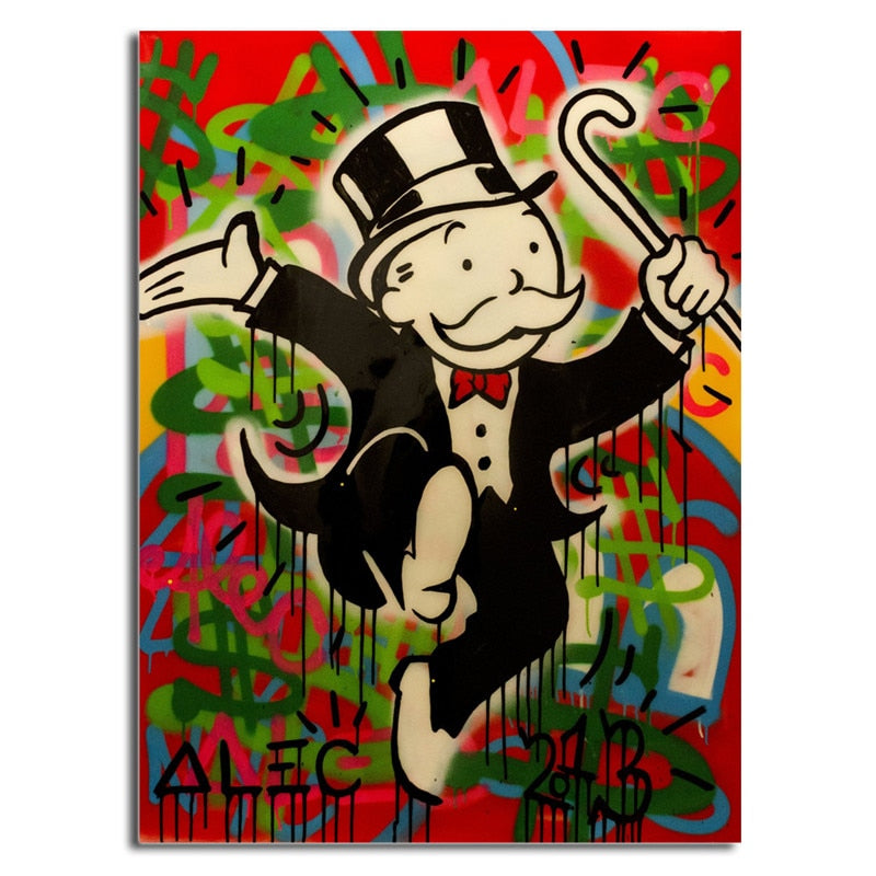Scrooge Monopolyingly Money Cartoon Canvas Painting Print