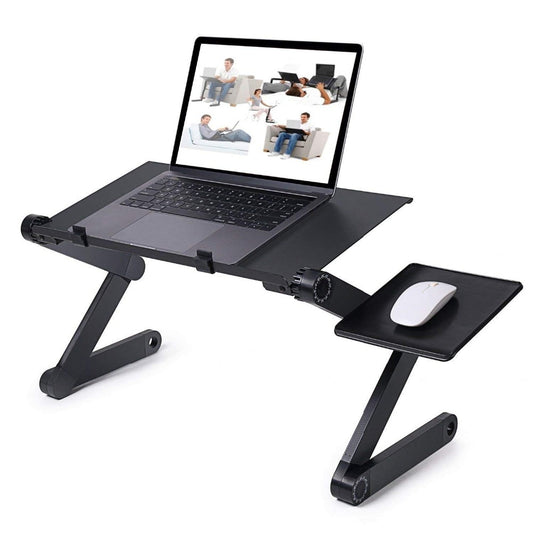 Executive Office Solutions Portable Adjustable Aluminum Laptop Desk Stand Table Vented w CPU Fans Mouse Pad Side Mount Notebook