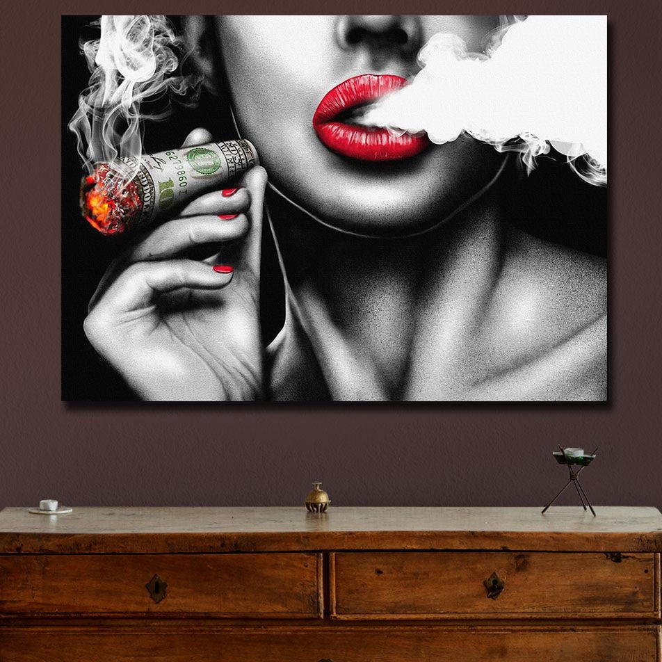 Burning Money Smoking Clouds Broker Decor